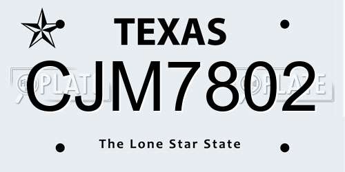 CJM7802 Texas License Plate