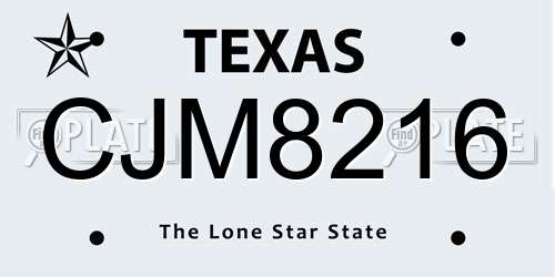 CJM8216 Texas License Plate