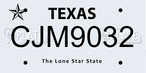 CJM9032 Texas License Plate