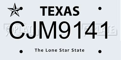 CJM9141 Texas License Plate