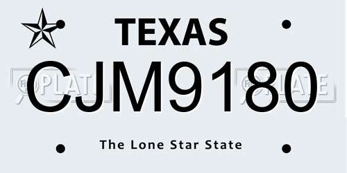 CJM9180 Texas License Plate