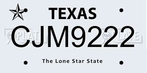 CJM9222 Texas License Plate