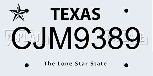 CJM9389 Texas License Plate