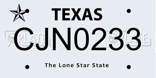 CJN0233 Texas License Plate