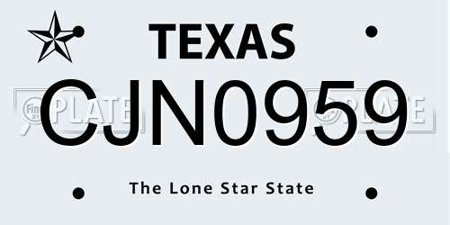 CJN0959 Texas License Plate