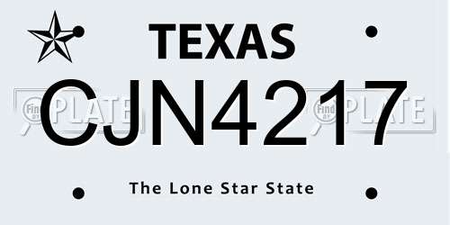 CJN4217 Texas License Plate