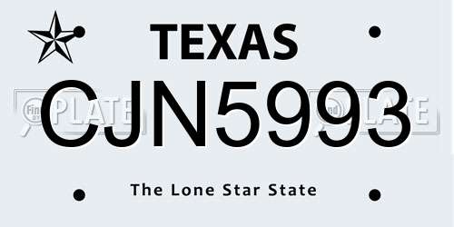 CJN5993 Texas License Plate
