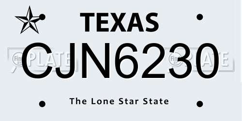 CJN6230 Texas License Plate