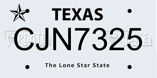 CJN7325 Texas License Plate