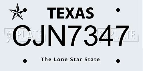 CJN7347 Texas License Plate