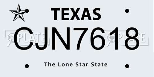 CJN7618 Texas License Plate