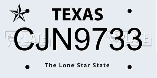 CJN9733 Texas License Plate