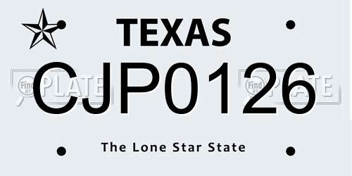CJP0126 Texas License Plate