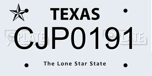 CJP0191 Texas License Plate