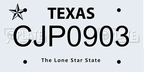 CJP0903 Texas License Plate