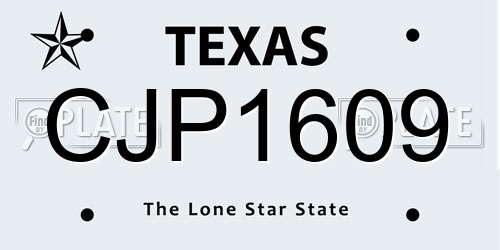 CJP1609 Texas License Plate