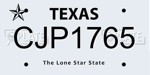 CJP1765 Texas License Plate