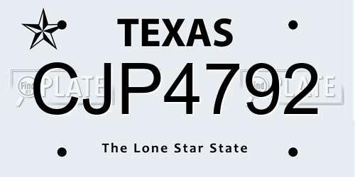 CJP4792 Texas License Plate