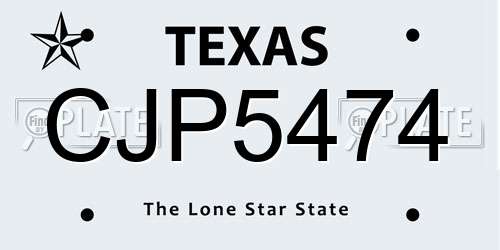CJP5474 Texas License Plate