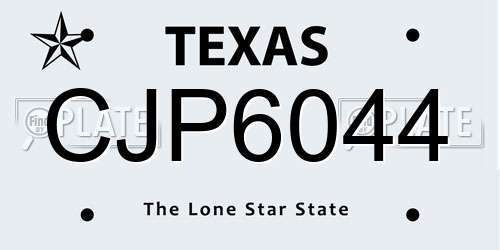 CJP6044 Texas License Plate