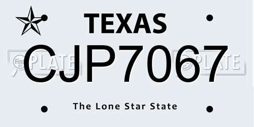 CJP7067 Texas License Plate