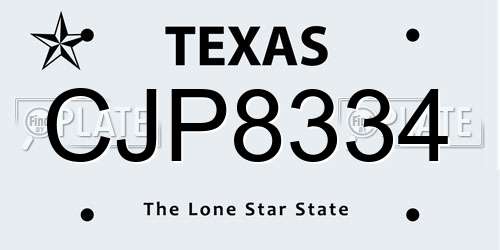 CJP8334 Texas License Plate