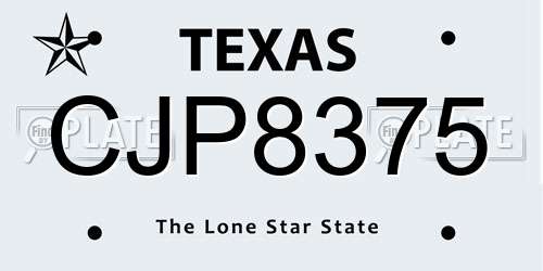 CJP8375 Texas License Plate