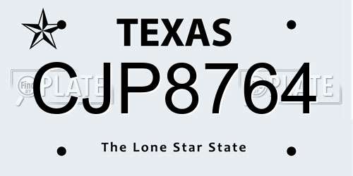 CJP8764 Texas License Plate