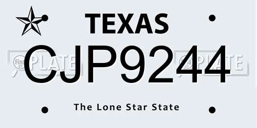 CJP9244 Texas License Plate