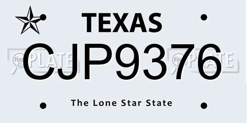 CJP9376 Texas License Plate