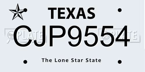 CJP9554 Texas License Plate
