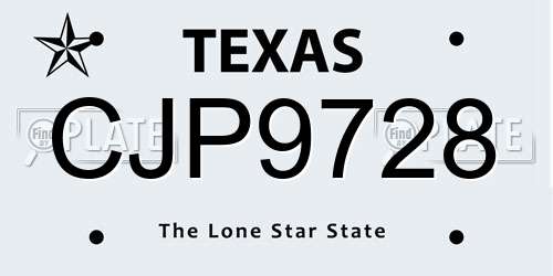 CJP9728 Texas License Plate
