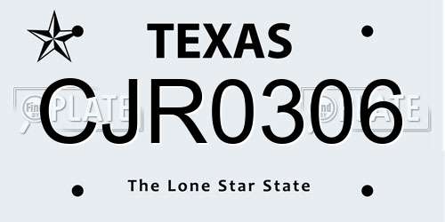 CJR0306 Texas License Plate