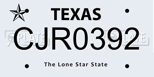 CJR0392 Texas License Plate