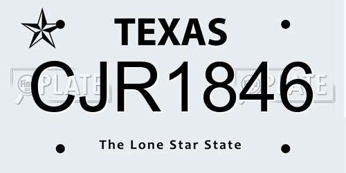 CJR1846 Texas License Plate