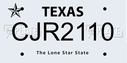 CJR2110 Texas License Plate