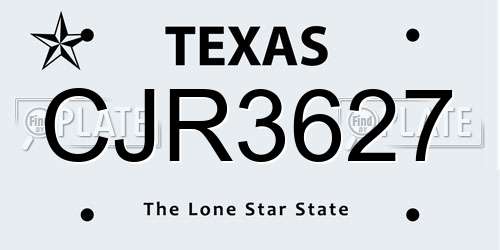 CJR3627 Texas License Plate