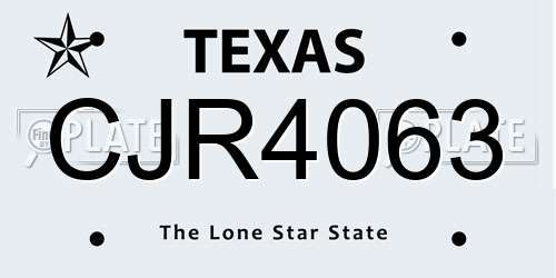 CJR4063 Texas License Plate