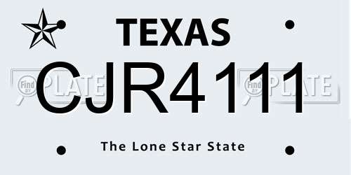 CJR4111 Texas License Plate