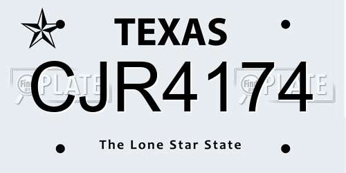 CJR4174 Texas License Plate