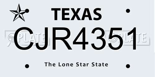 CJR4351 Texas License Plate