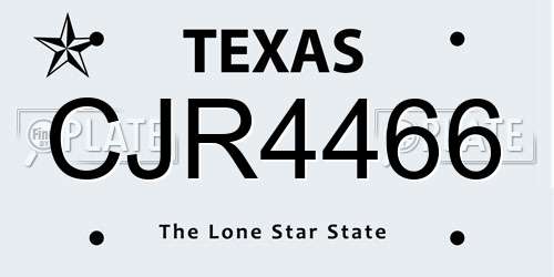CJR4466 Texas License Plate