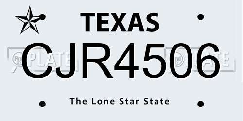 CJR4506 Texas License Plate