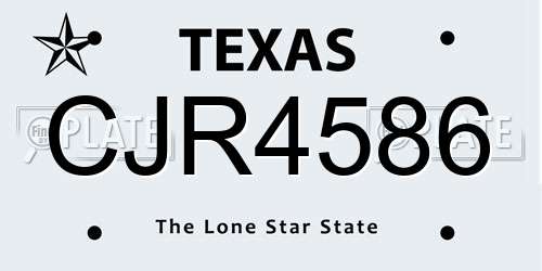 CJR4586 Texas License Plate