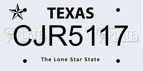 CJR5117 Texas License Plate