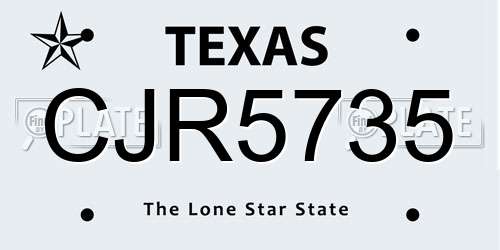 CJR5735 Texas License Plate
