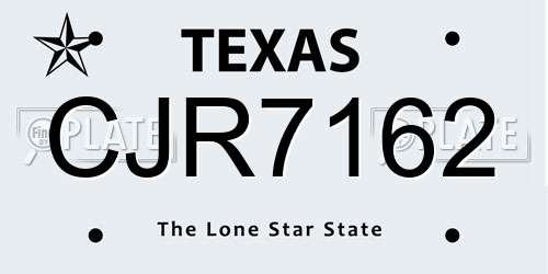 CJR7162 Texas License Plate