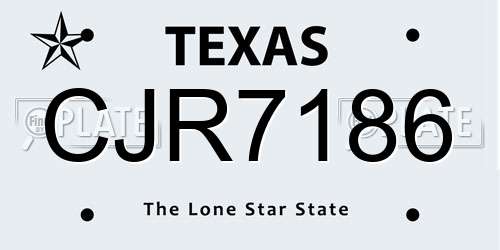CJR7186 Texas License Plate