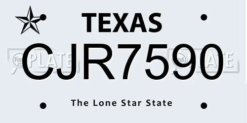 CJR7590 Texas License Plate