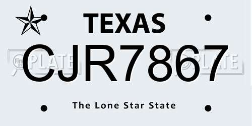 CJR7867 Texas License Plate